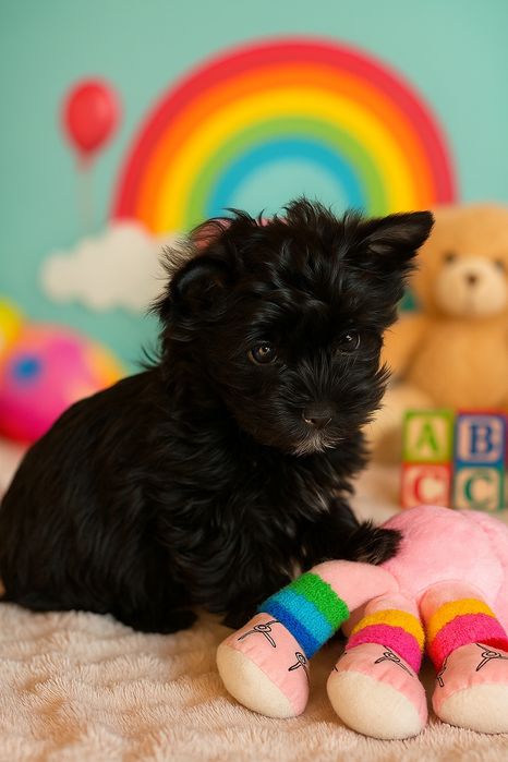 Czarny piesek Yorkshire terrier