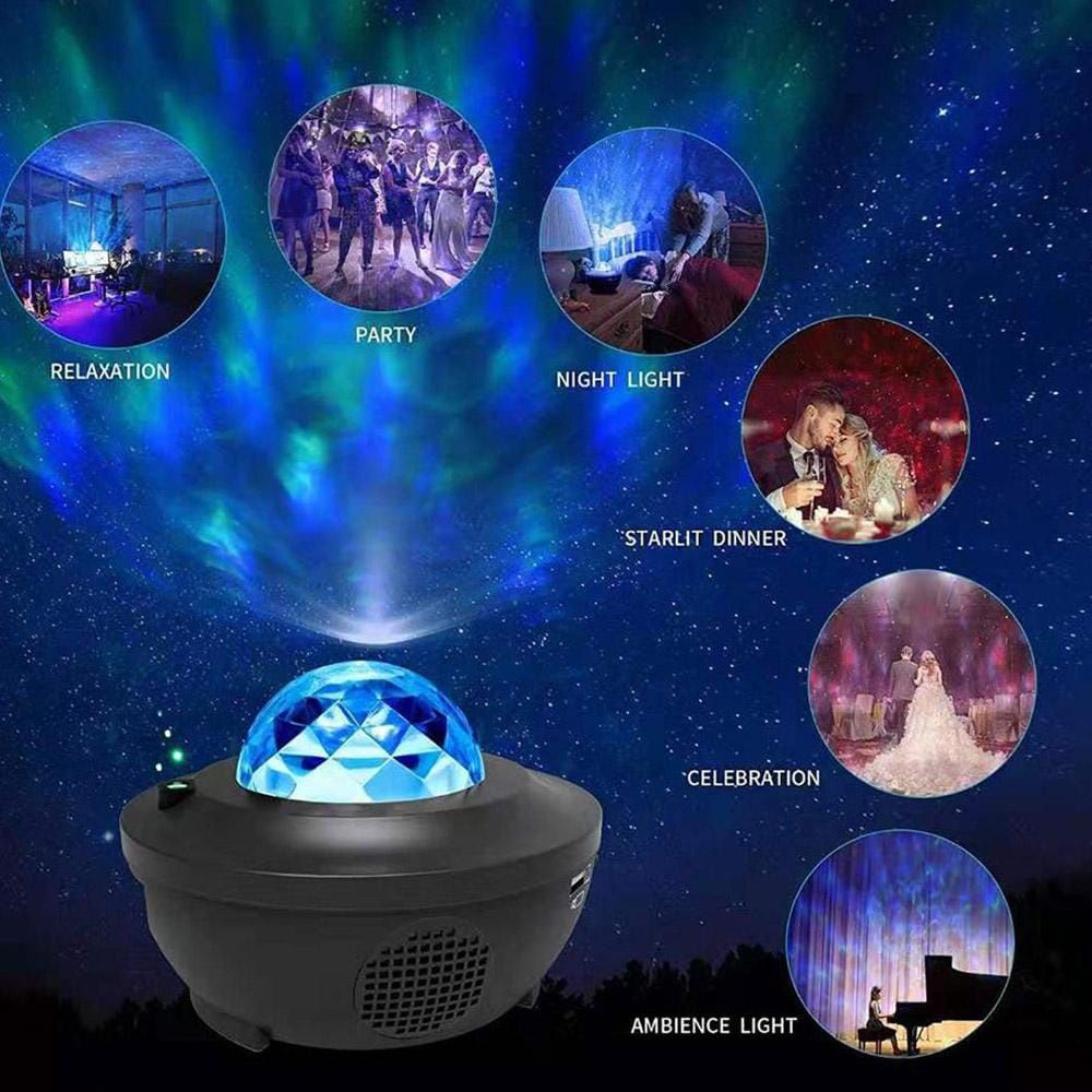 Candeeiro Projetor de Luzes Led Ocean wave com Bluetooth, Musica