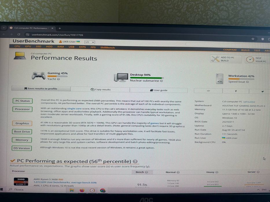 Игровой ПК gaming pc rtx3060 ryzen 5 3600