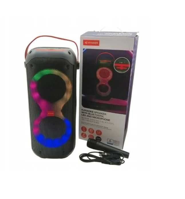 HYKKER głośnik bezprzewodowy Karaoke Bluetooth LED z mikrofonem