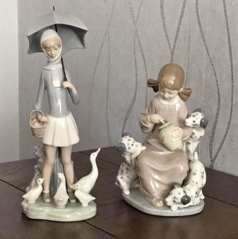 *LLADRO* Kolekcjonerska Figurka Porcelanowa Dziewczynka Pies / Gęś