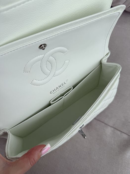 Сумка Chanel 2,55 шкіра | біла | срібна фурнітура