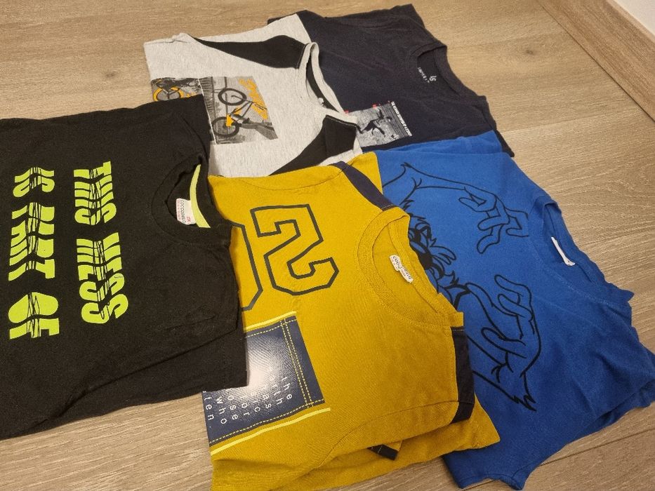 5 bluzeczek chłopięcych na długi rękaw w rozmiarze 134