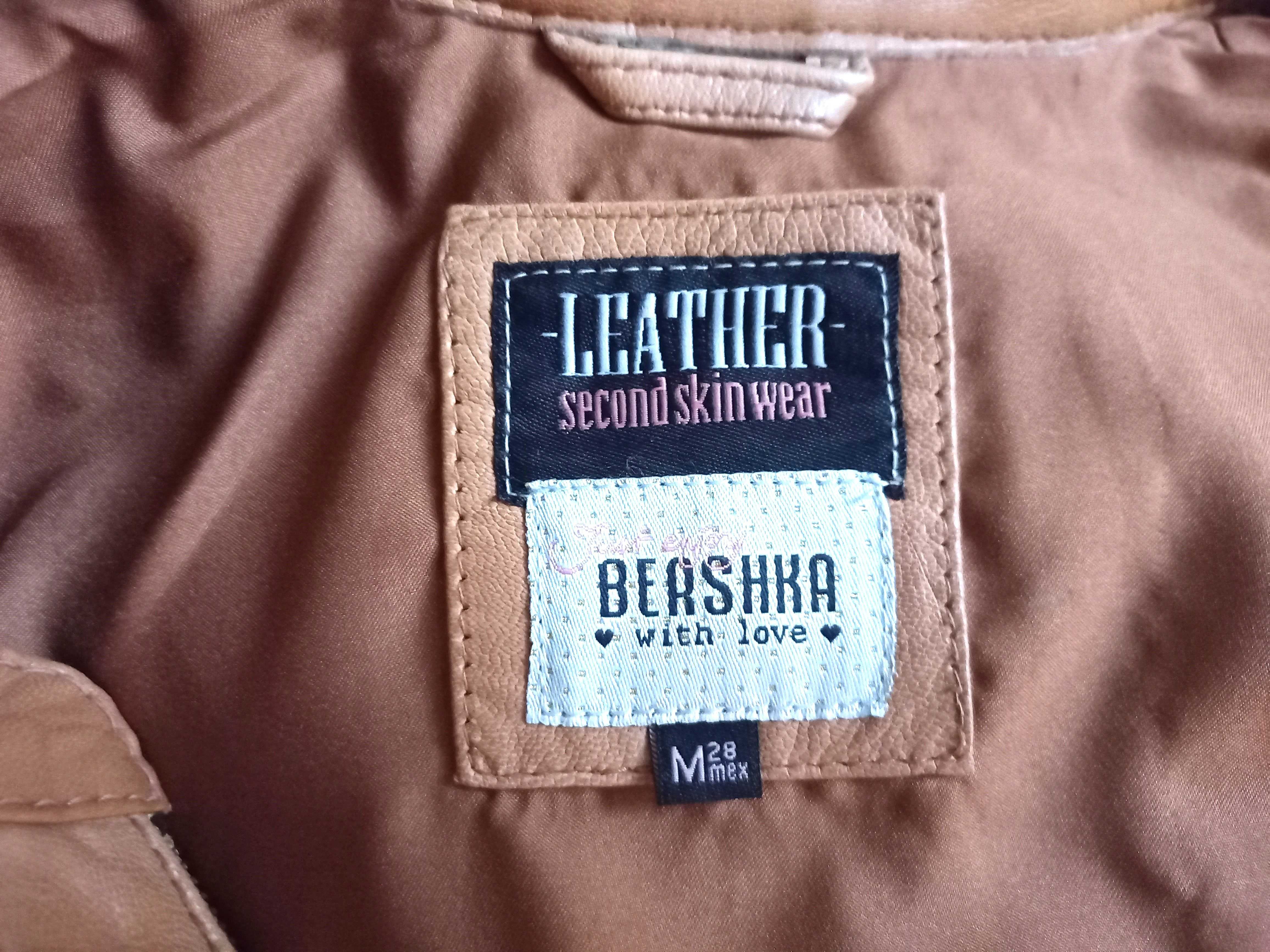 Kurtka damska Bomberka SKÓRA brąz Bershka r. S/M NOWA