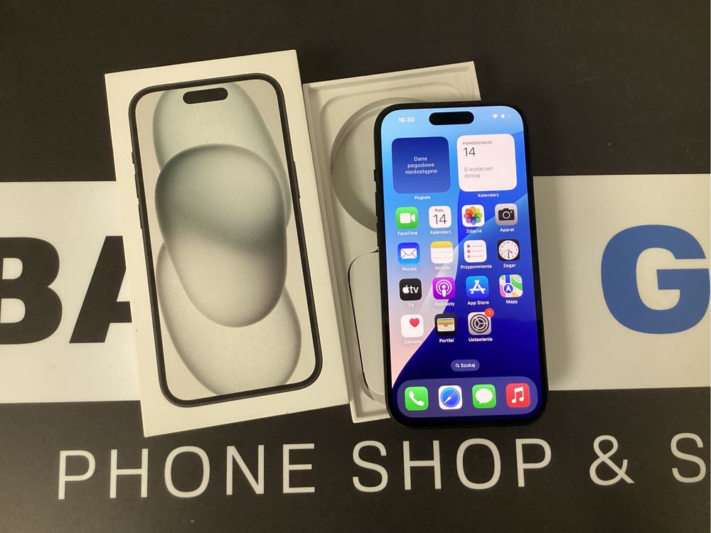 Sklep ladny Apple Iphone 15 128gb black bateria 86%