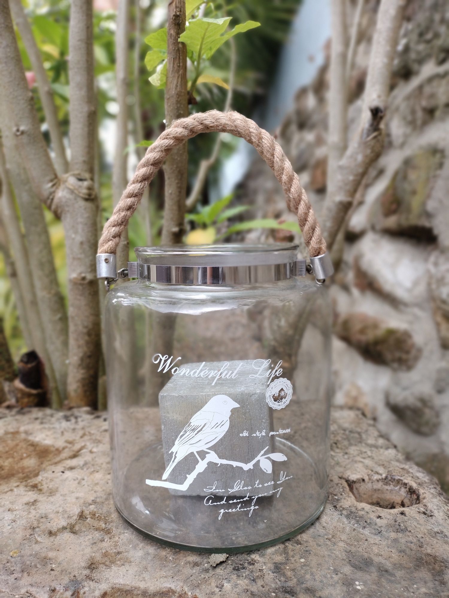 Porta velas de vidro transparente