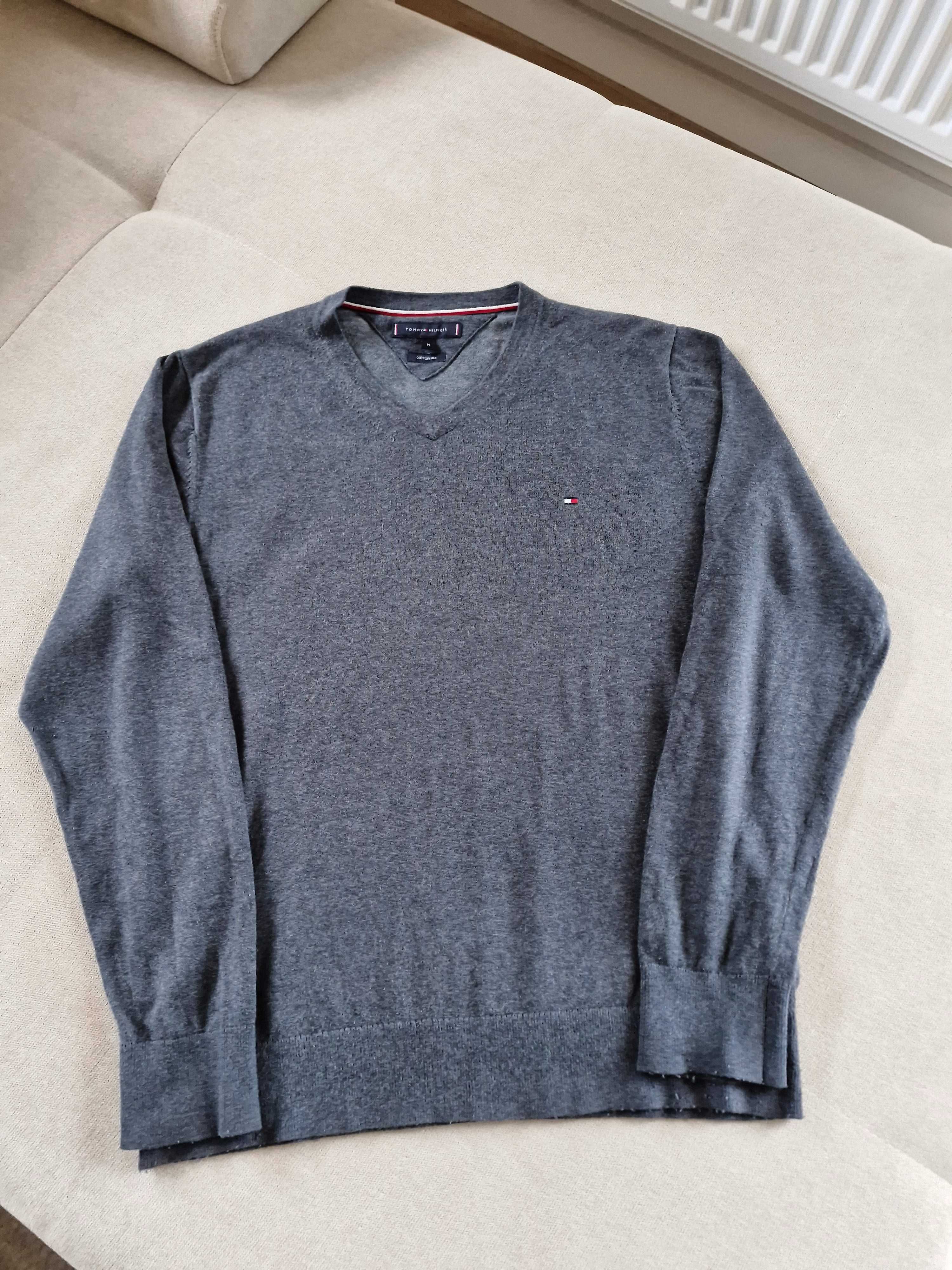 Sweter Tommy Hilfiger cotton silk popiel szary milutki Extra