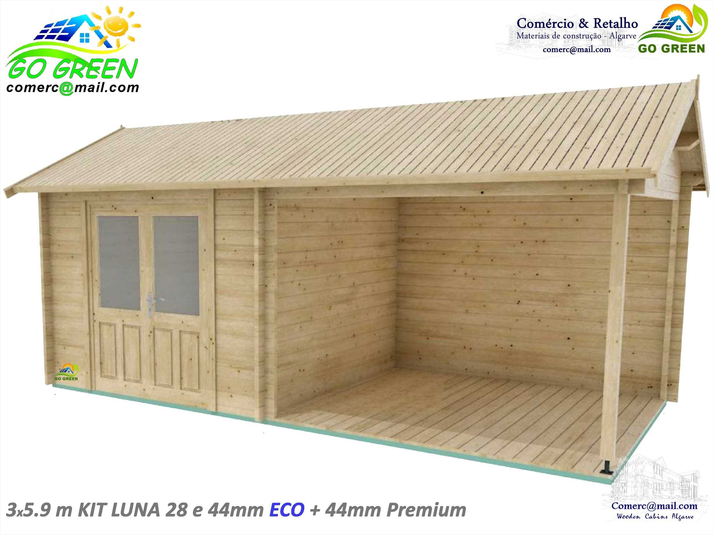 Casa Madeira LUNA Elise 28 e 44mm Coberta 22m² - Terraço 8m² 2 Modelos