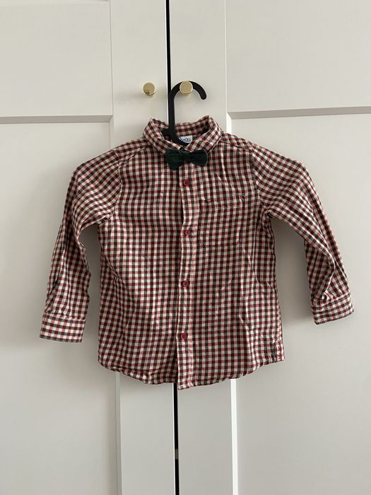 Koszula w kratkę z odpinaną zieloną muchą 98