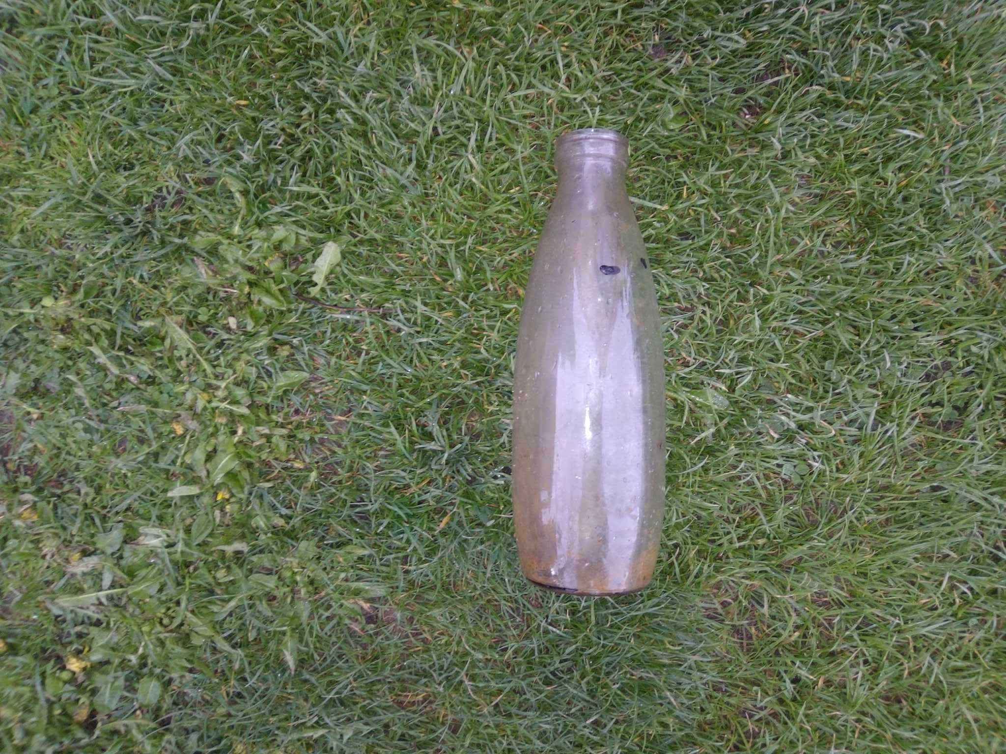 Butelka po mleku PRL pusta szklana opakowanie 1L od mleka 27cm