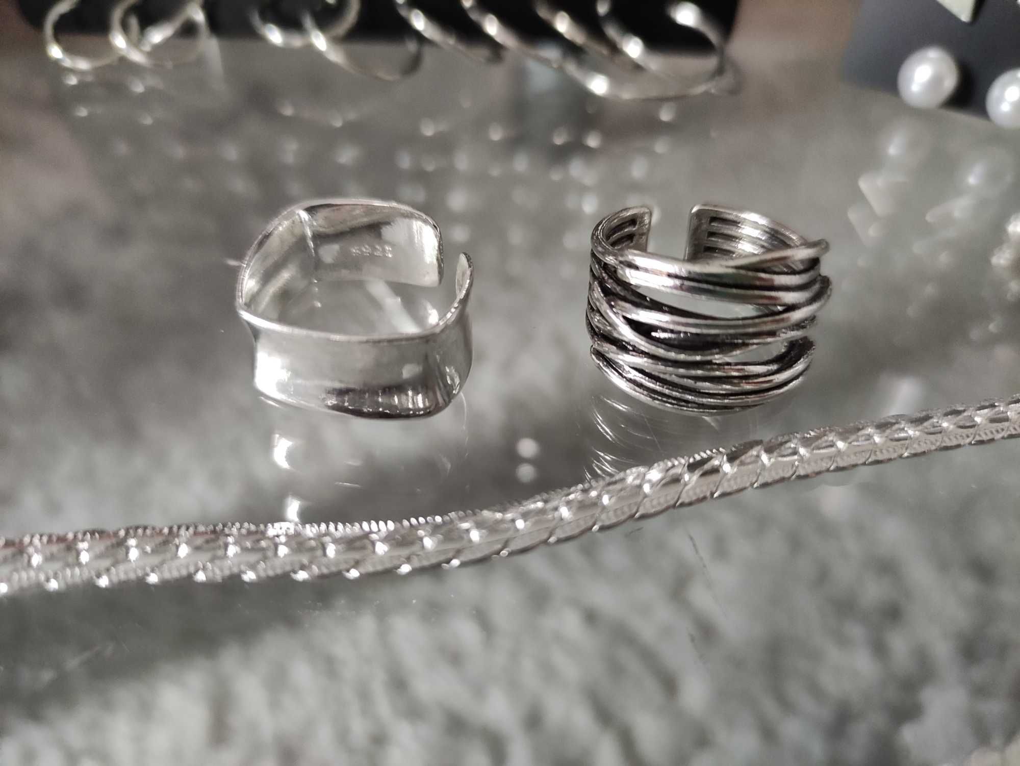 duży zestaw biżuterii srebrnej posrebrzanej w kolorze srebra