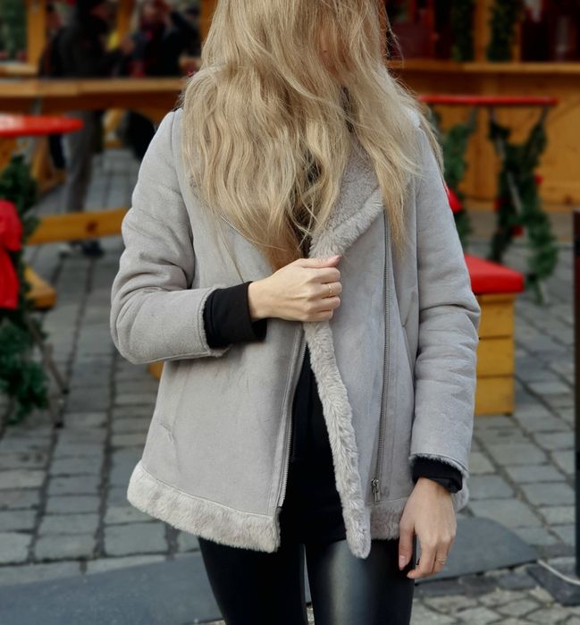 Сіра дублянка Zara / дубленка / куртка Zara