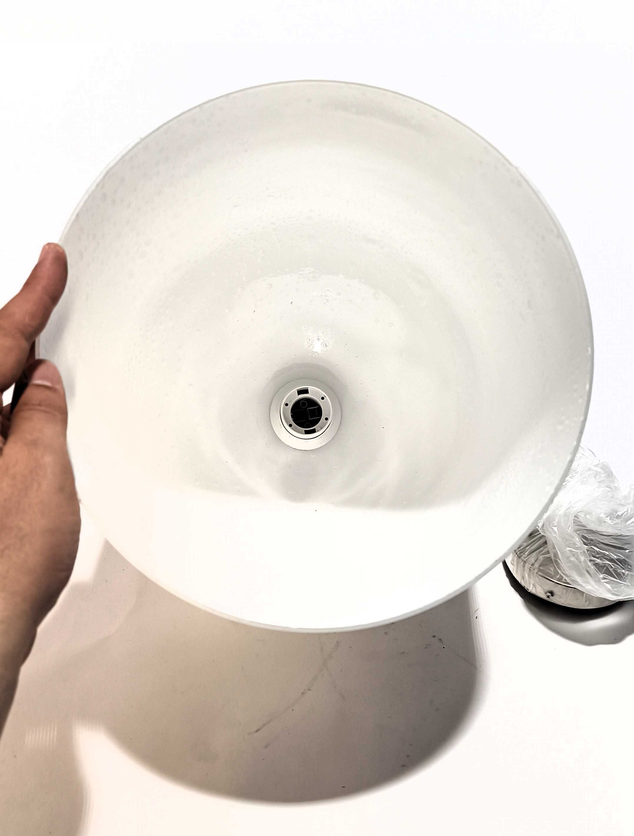 Candeeiro de Teto / Suspensão em Vidro Branco com Efeito Bolha