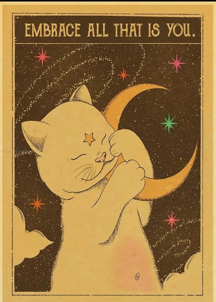 Тканевый плакат с красивым принтом кота