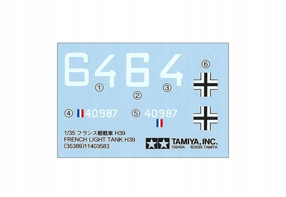 Czołg H39 French Light Tank Pz.Kpfw.38H 735(f) model 35389 Tamiya