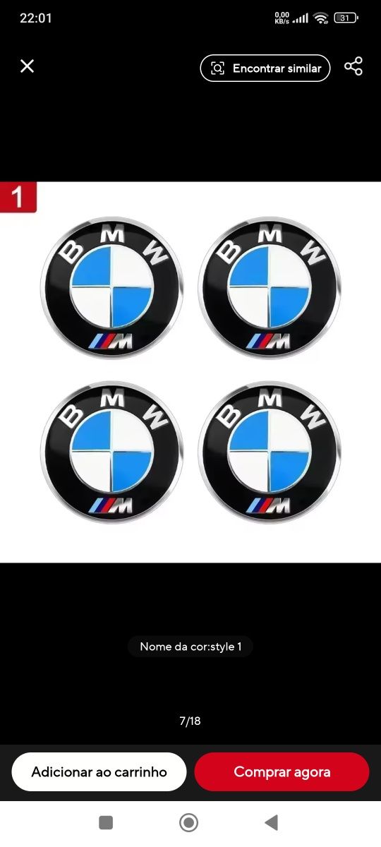 Tampas/Emblemas adesivas da BMW