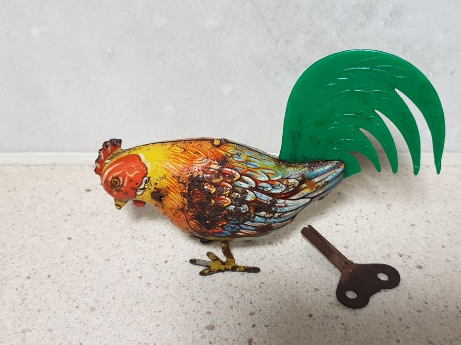 Antigo Galo - brinquedo mecânico em chapa Köhler Germany
