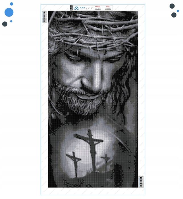 Duży Haft Diamentowy 80x40cm Jezus Krzyż Bóg Mozaika Zestaw 5d Akcesor