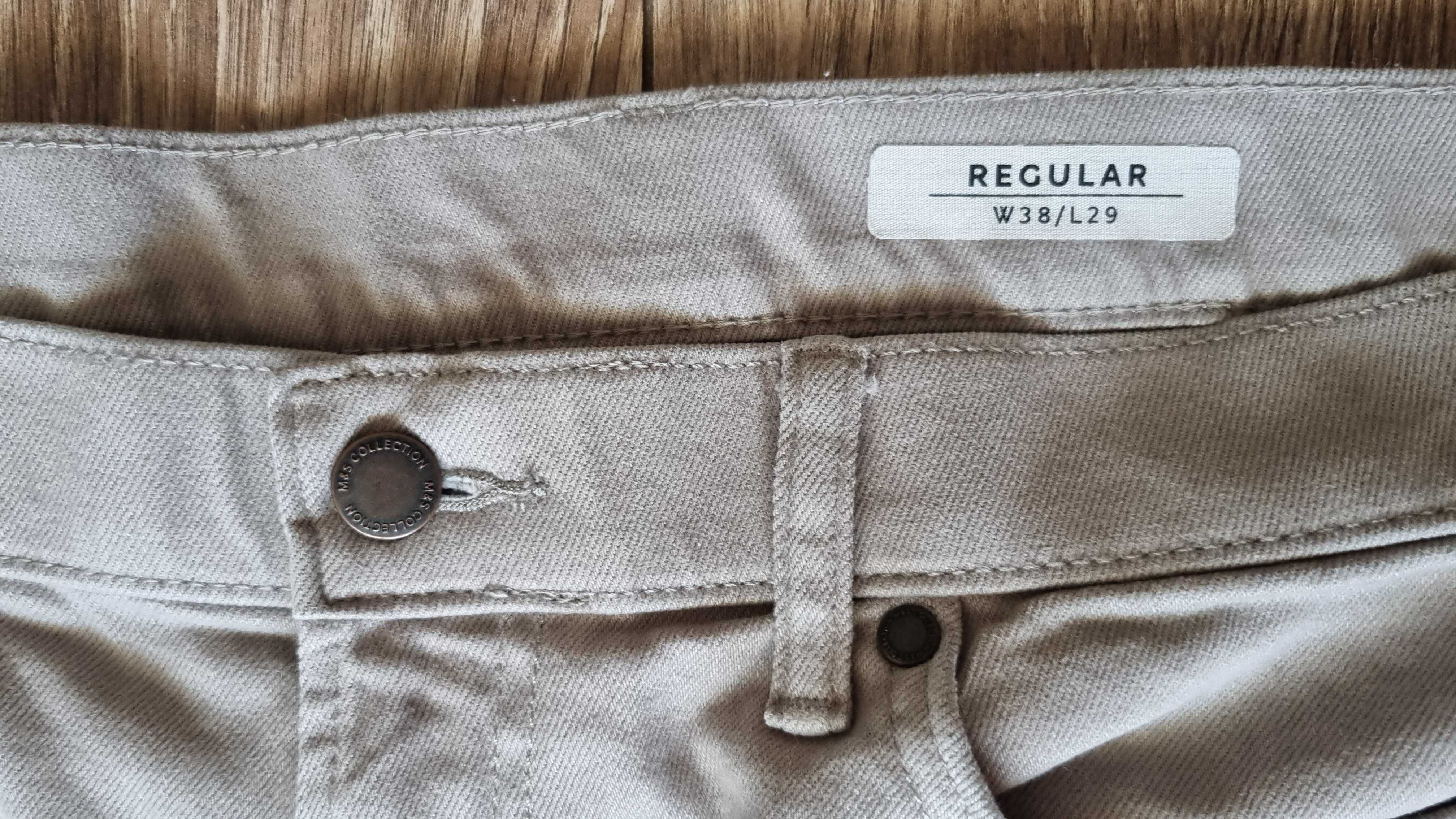 Męskie spodnie jeansy Marks & Spencer proste ze stretchem M&S W38 L29