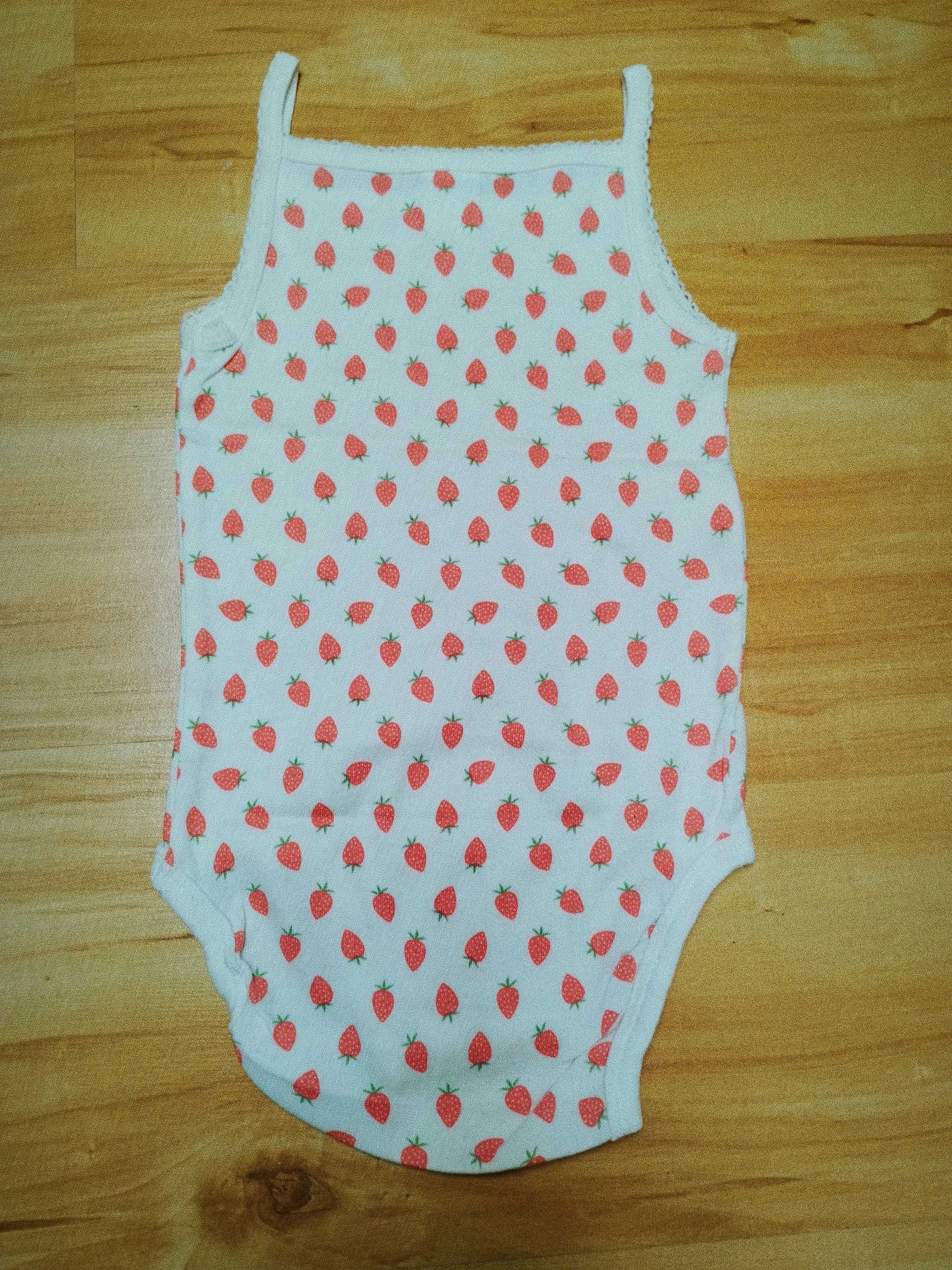 Bawełniane body 86 H&M cienkie ramiączka truskawki