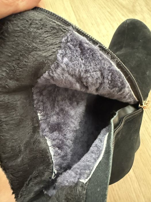 Зимові чоботи ботфорди на танкетці. Цигейка, натуральний замш