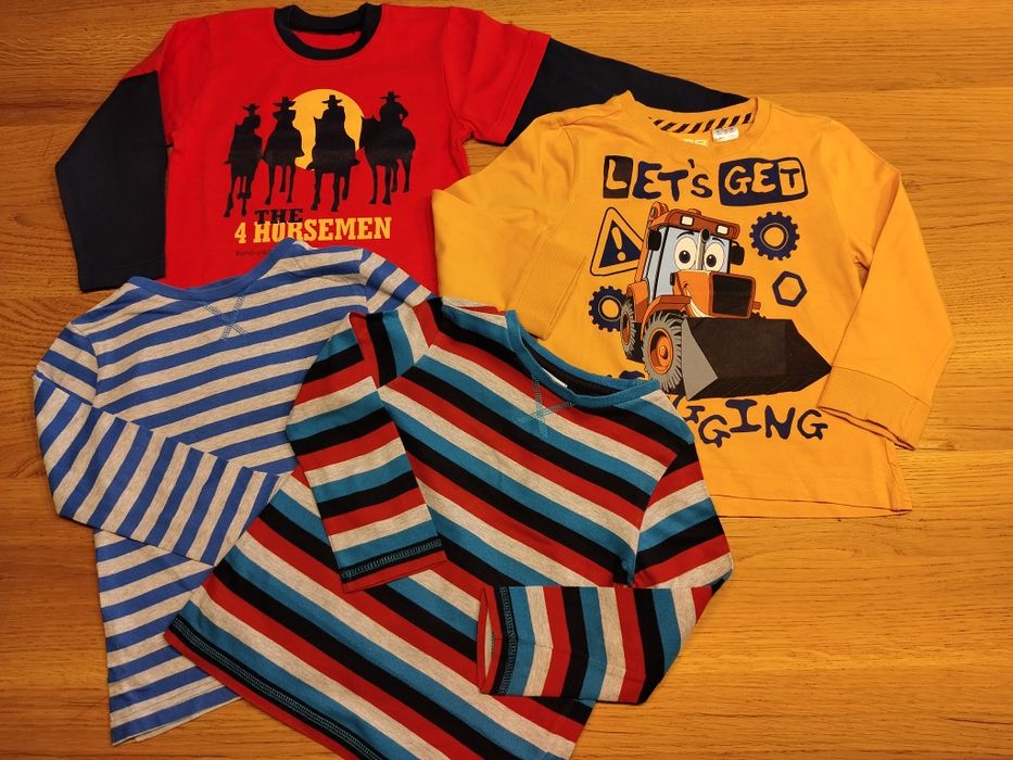 4 bluzy bluzki 2-3 latka koparka JCB  F&F