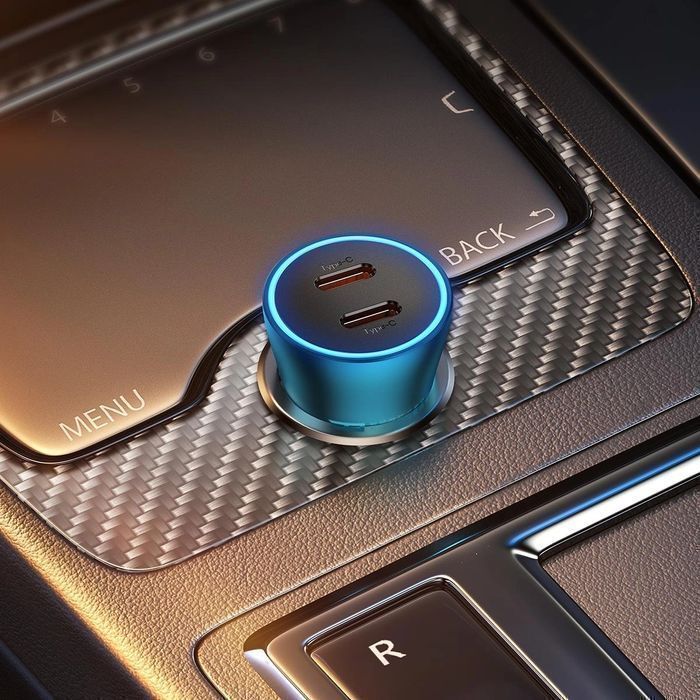 Baseus ładowarka samochodowa 2x USB-C 40W niebieski