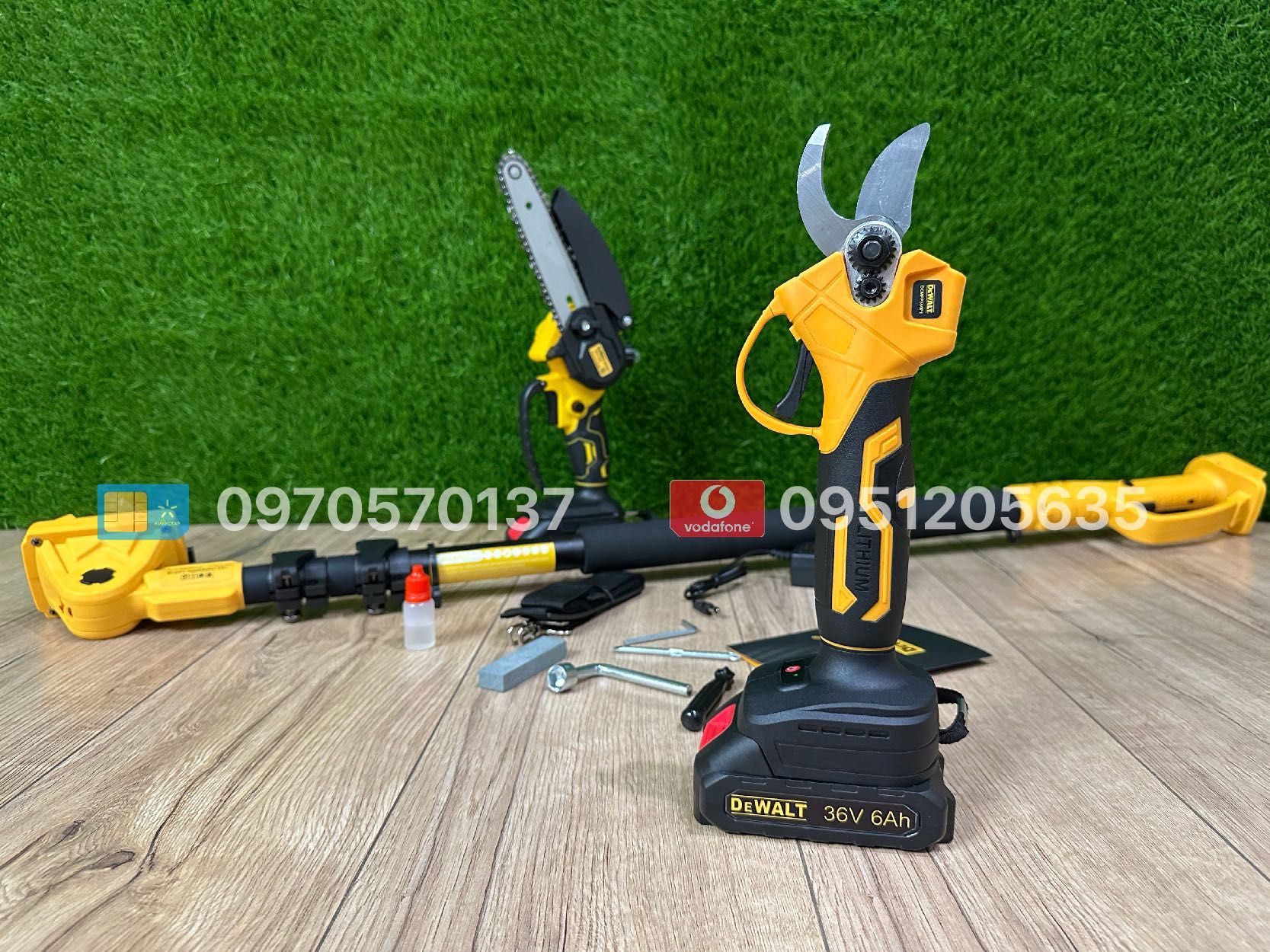 Набір 3/1 DeWALT Секатор DCMPP590P2 Міні пилка DUP367 штанга 36V 6Ah
