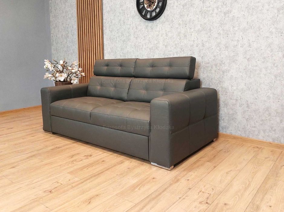 Kanapa 3os z funkcją spania + fotel włoska skóra naturalna