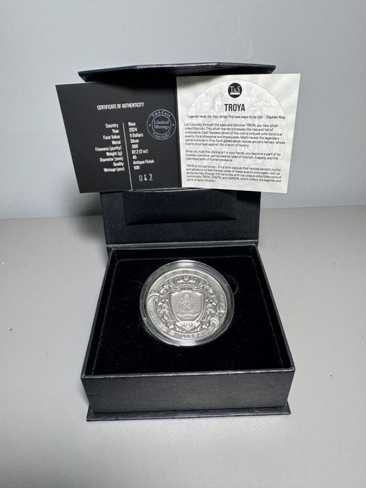 Продам срібну монету T&S Coin — “TROYA” 2 oz, 2024, тираж 500 шт
