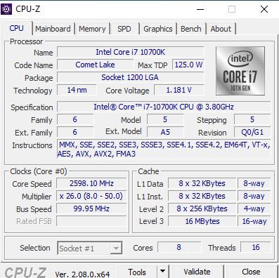 Procesor Intel i7-10700K 8 x 3,8 GHz gen. 10 LGA 1200