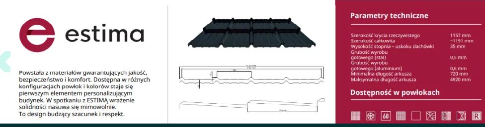 Blachodachówka 2-modułowa ESTIMA 35 Blachotrapez POŁYSK NOWOŚĆ