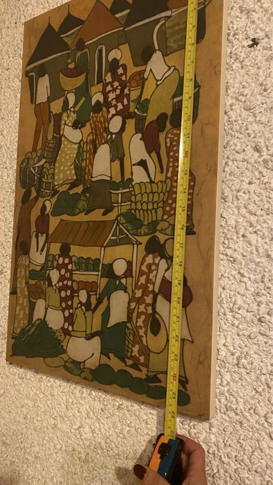 Quadro Africano pintado sobre tecido