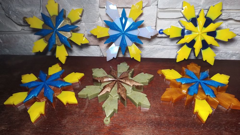 Набір ручних ялинкових прикрас зі смоли – 6 шт – Лімітована колекція