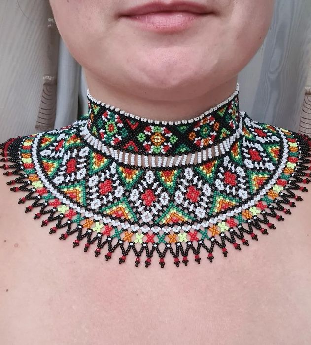 Лемківська криза, комір із бісеру, гердан, силянка. Воротник из бисера