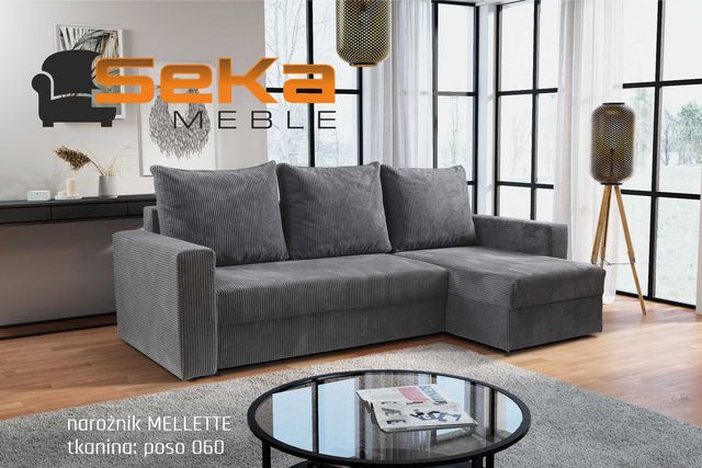 NOWY narożnik rogówka sztruks sofa funkcja spania prosto od producenta