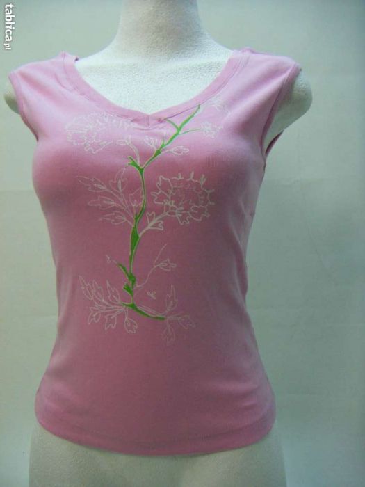 Bluzka koszulka bez rękawów damska nowa bawełna róż rozmiar M
