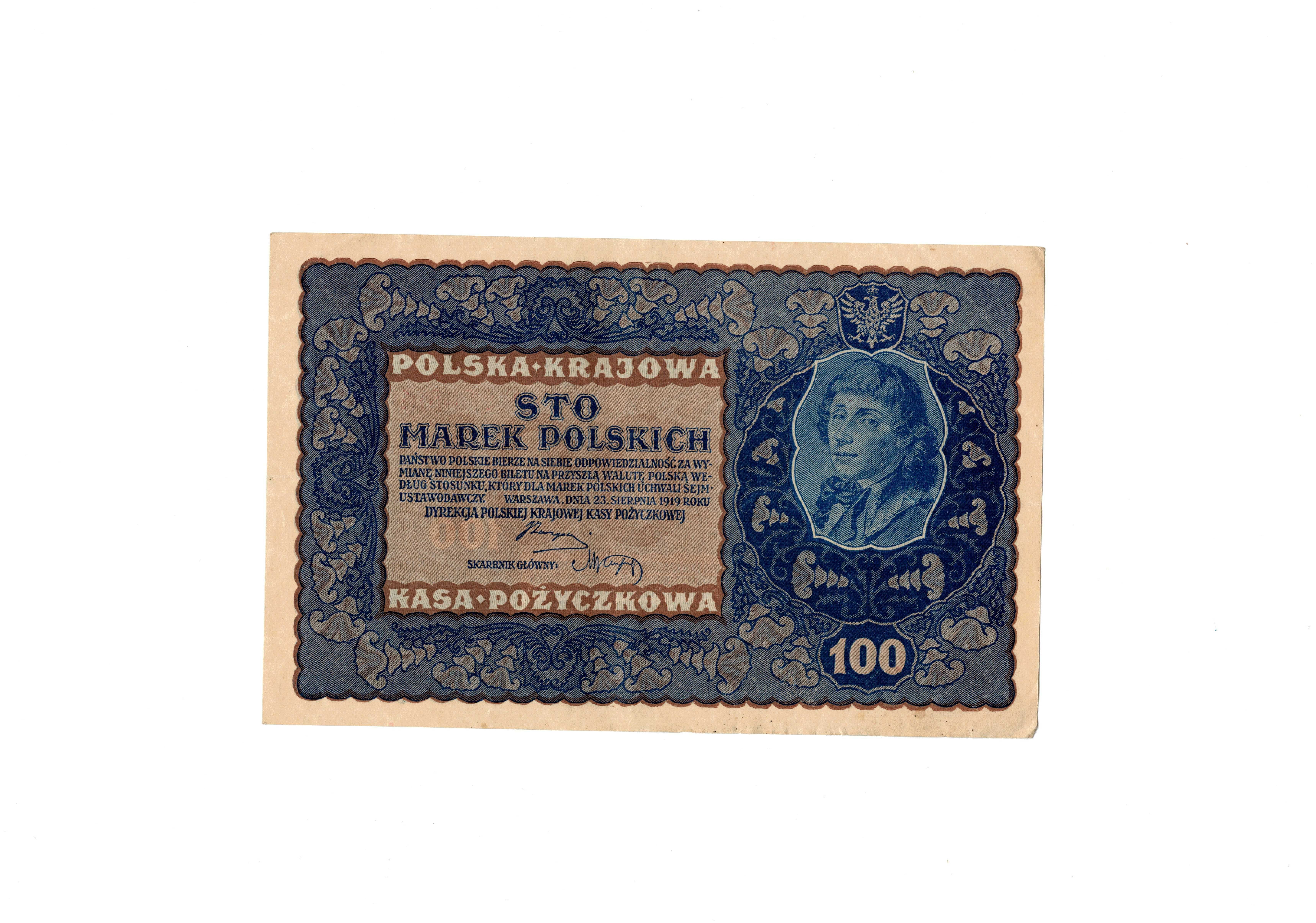 100 marek polskich 1919r BARDZO ŁADNY STAN pakiet 8 sztuk zdjęciaOPIS