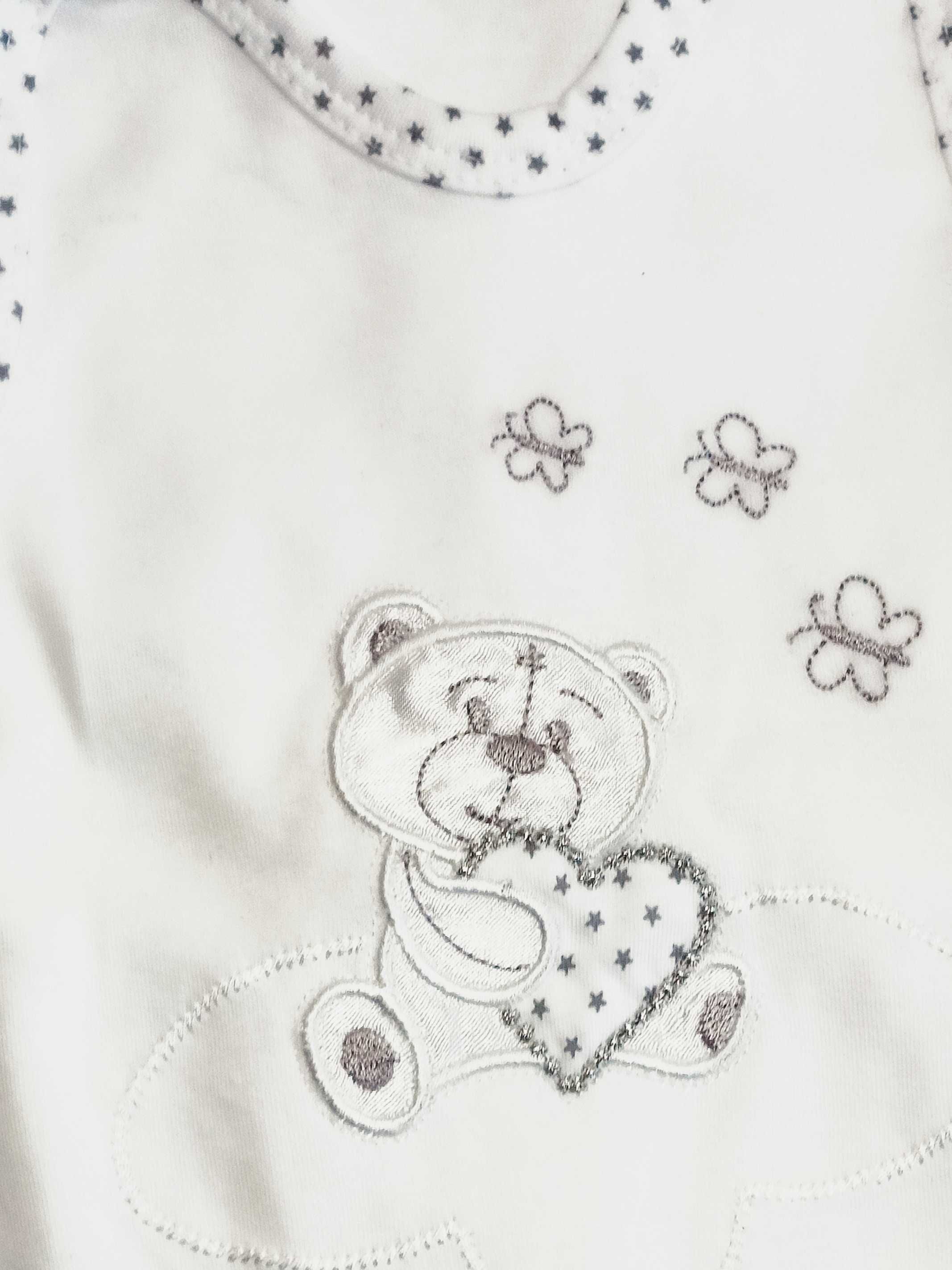 LE BEBE Komplet śpioch i kaftan MISIE haft rozmiar 62 cm 100% BAWEŁNA