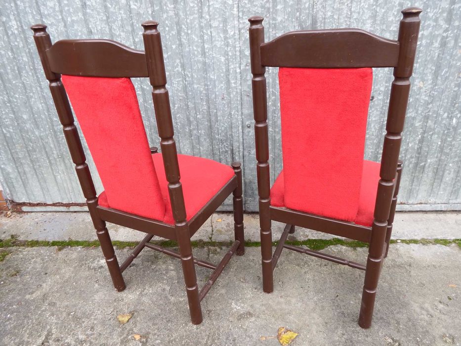 KRZESŁO tapicerowane PRL / drewno bukowe / stan BDB / 2 sztuki komplet