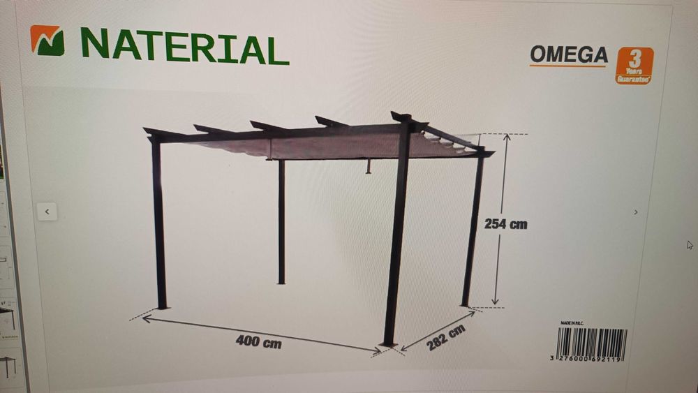 Pérgola de Alumínio Naterial Omega 4mx 2,85m