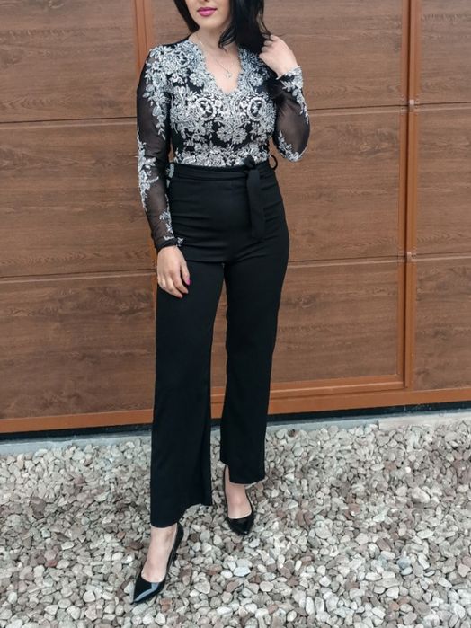 Kombinezon czarny srebrny