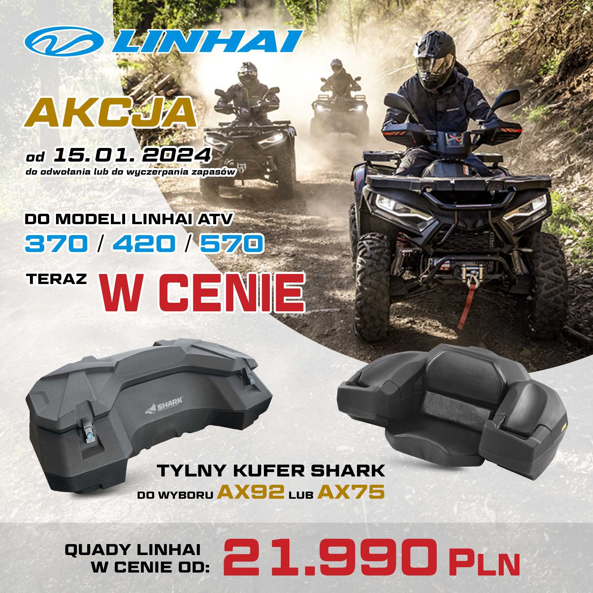 Linhai 570 quad atv 4X4 homologacja T3B kufer pług przyczepka dostawa