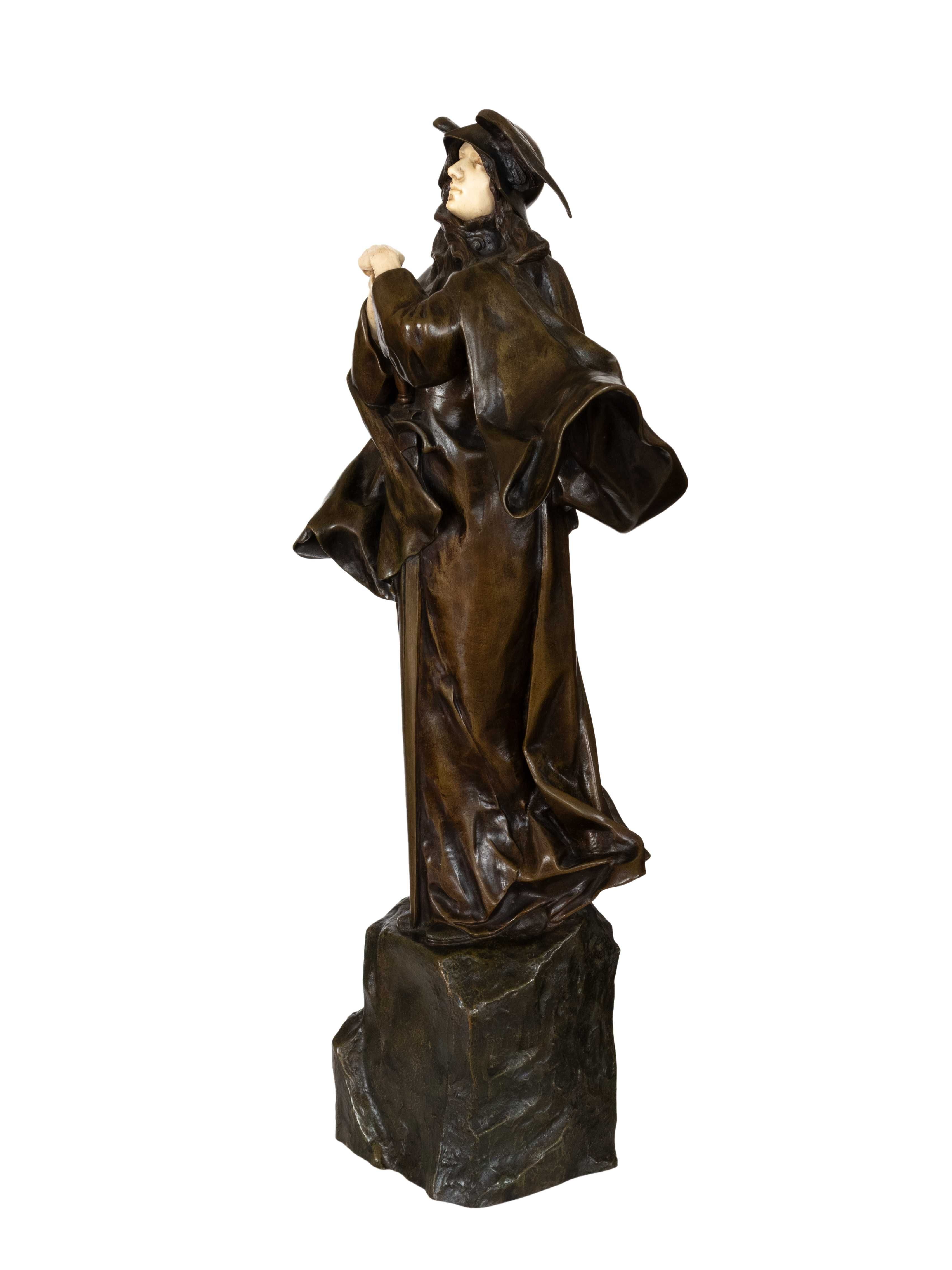 Estátua bronze anjo espada bronze século XX | Jean Verschneiter