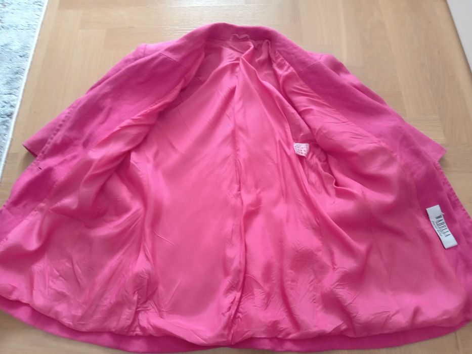 Marella kostium żakiet spódnica marynarka 38 36 vintage róż 100% len