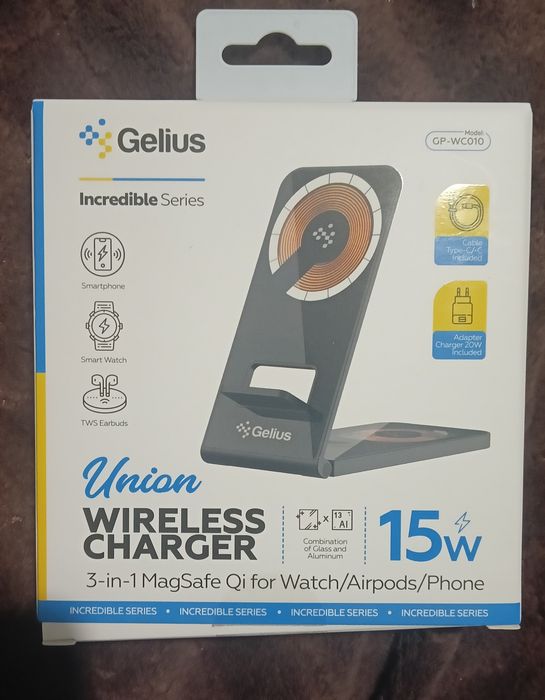 Бездротова зарядка Gelius Union 3 в 1