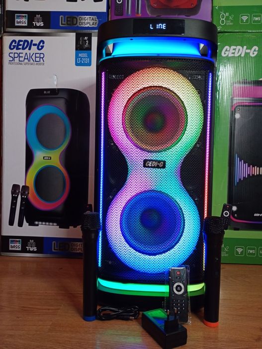 Блютуз караоке акустика Temeisheng-38D(SD,USB,FM)пультДУ, 2микрофона