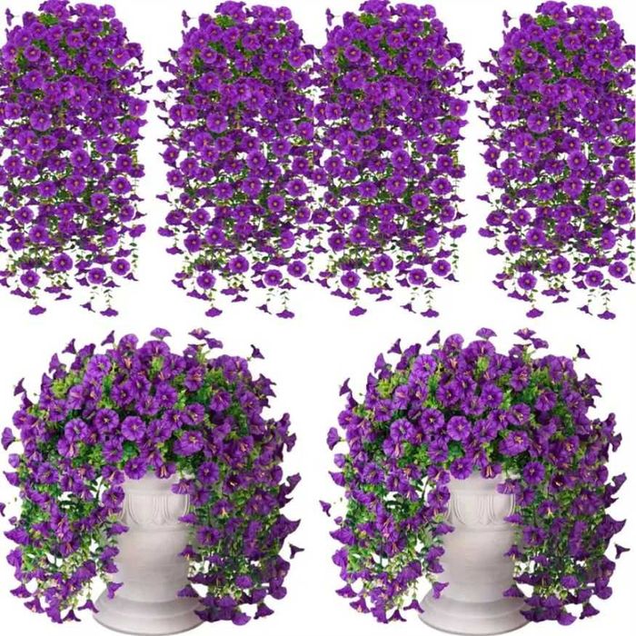 4 SZTUKI 75cm Sztuczne Kwiaty Girlanda Bluszcz Wiszące FIOLETOWE h208