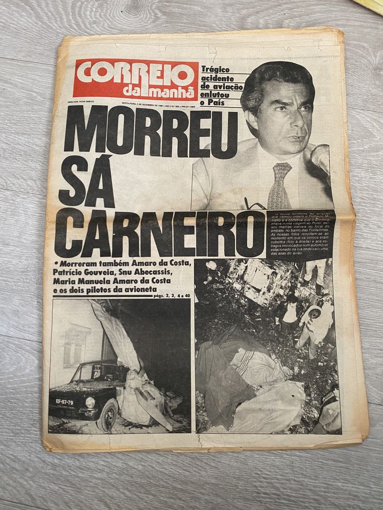 Jornal Correio da Manha , Morte de Sá Carneiro