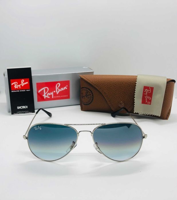 Солнцезащитные очки Ray Ban Aviator 3025 Blue 58мм стекло (mix)